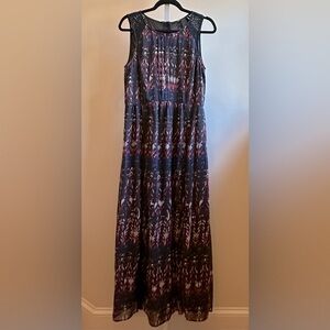 H&M Maxi Dress Sz 8 Sleeveless Double Skirt Slits Fully Lined